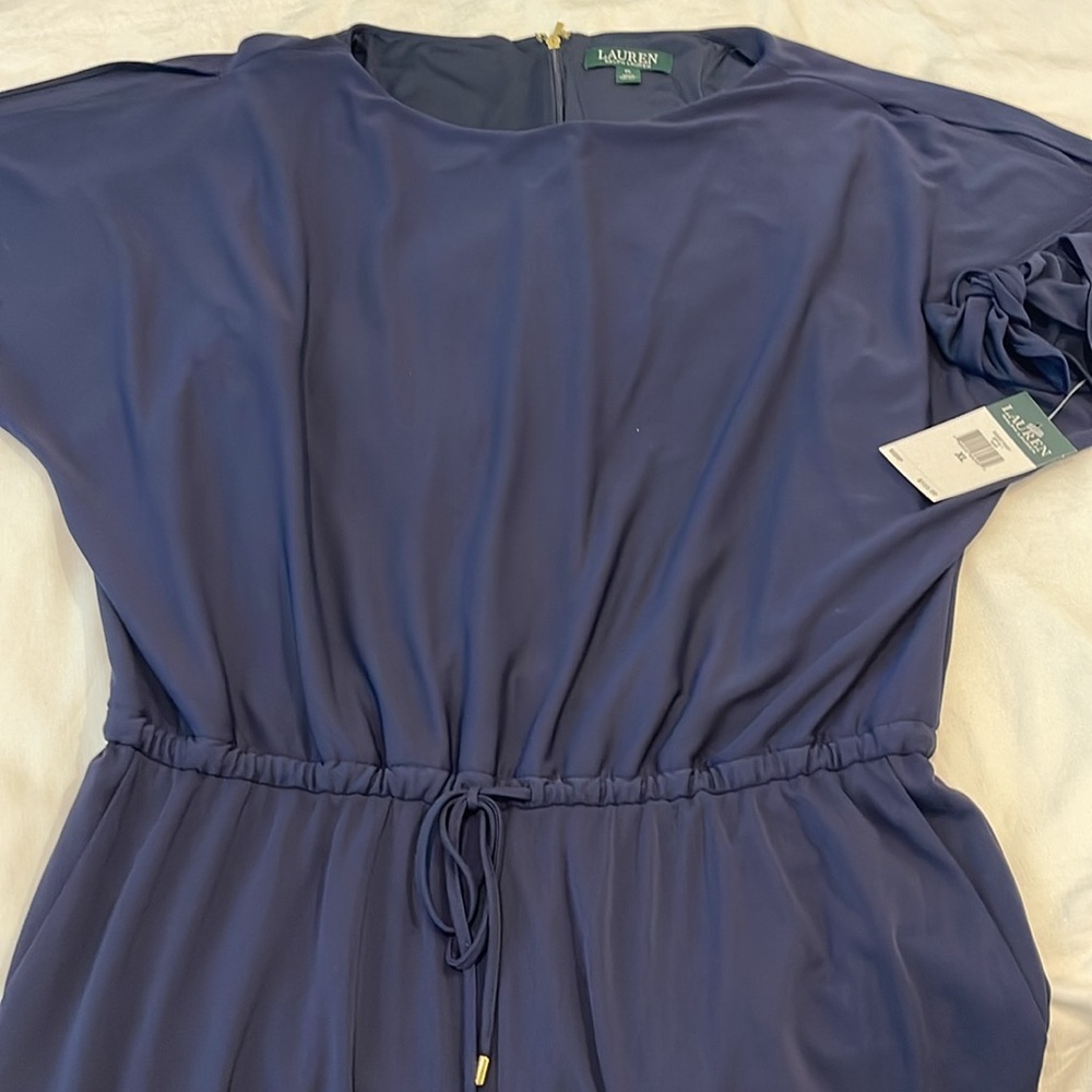 Lauren Ralph Lauren | Navy Split Sleeve Jumpsuit Sz XL - Picture 3 of 16